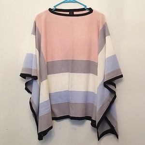 Rafaella Colorblock Sweater Poncho Top, OS Pastel